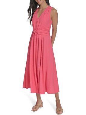 Calvin Klein Gauze Twist Front A-Line Midi Dress – Size 8